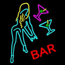 Martini Glasses Girl Bar Handmade Art Neon Sign