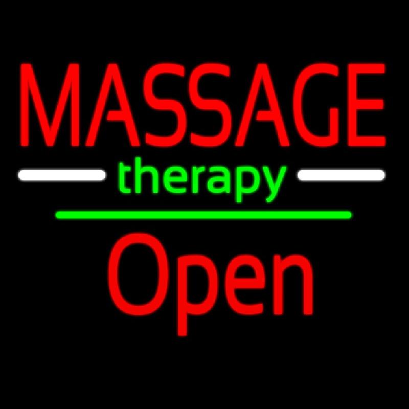 Massage Therapy Open White Line Handmade Art Neon Sign
