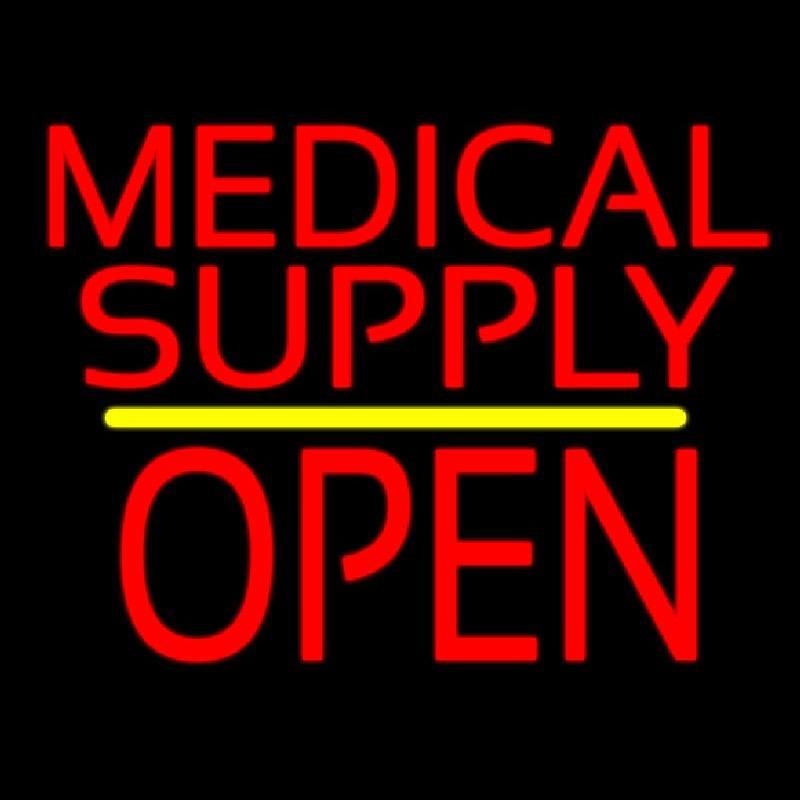 Medical Supply Block Open Yellow Line Handmade Art Neon Sign
