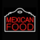 Mexican Food Red Building Handmade Art Neon Sign