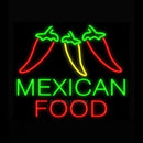 Mexican Food Three Peppers Handmade Art Neon Sign
