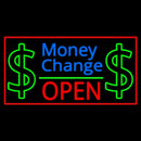 Money Change Dollar Logo Open Red Border Handmade Art Neon Sign