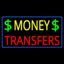 Money Transfers Dollar Logo Blue Border Handmade Art Neon Sign