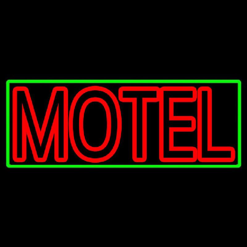Motel With Green Border Handmade Art Neon Sign