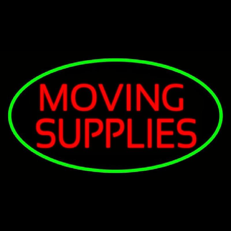 Moving Supplies Oval Green Handmade Art Neon Sign