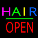 Multi Colored Hair Block Open Green Line Handmade Art Neon Sign