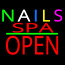 Multi Colored Nails Spa Block Open Green Line Handmade Art Neon Sign