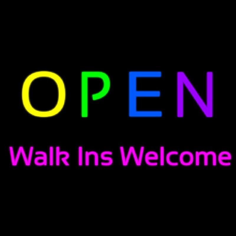 Multi Colored Open Walk Ins Welcome Handmade Art Neon Sign