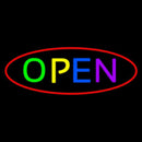 Multi Open With Red Oval Border Handmade Art Neon Sign
