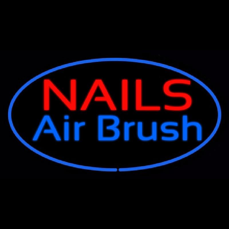 Nails Airbrush Oval Blue Handmade Art Neon Sign