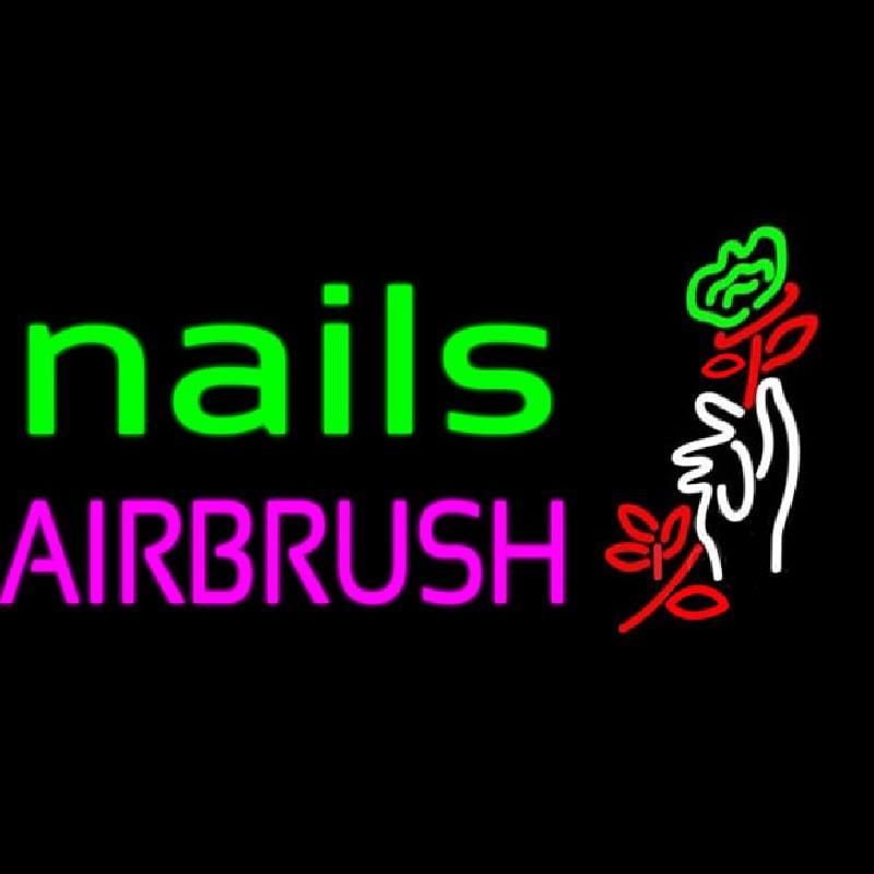 Nails Airbrush With Flower Handmade Art Neon Sign