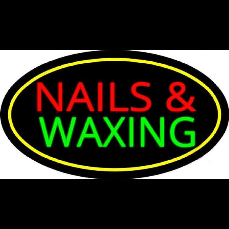 Nails And Waxing Oval Yellow Handmade Art Neon Sign