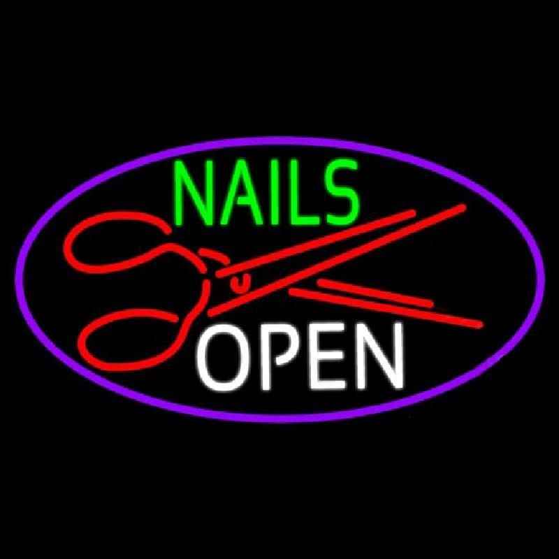 Nails Open With Scissors Handmade Art Neon Sign
