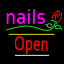 Nails Open Yellow Line Flower Logo Handmade Art Neon Sign