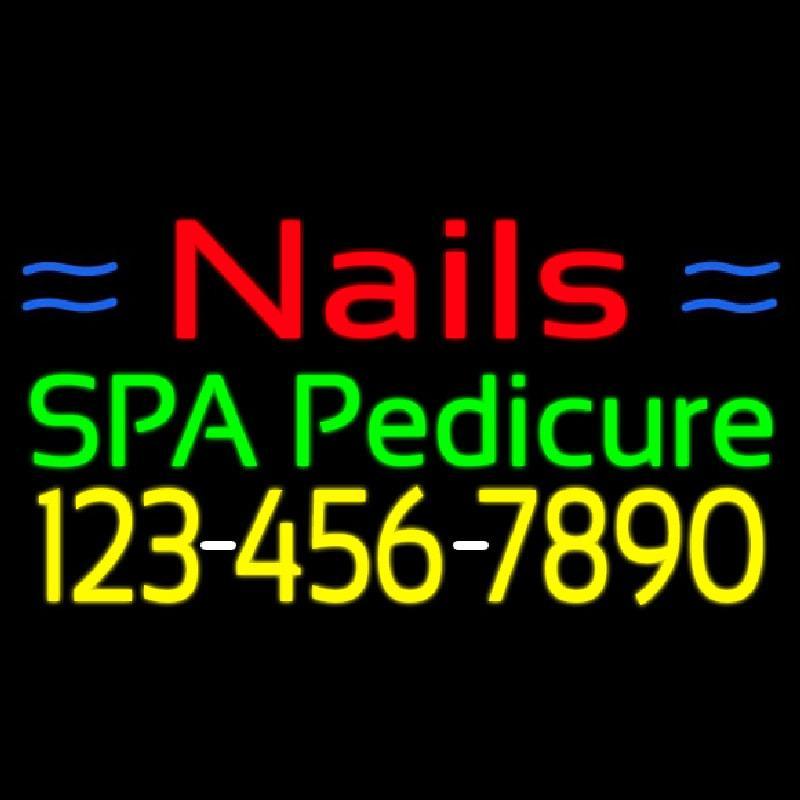 Nails Spa Pedicure With Phone Number Handmade Art Neon Sign