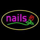 Nails With Flower Logo Oval Yellow Handmade Art Neon Sign