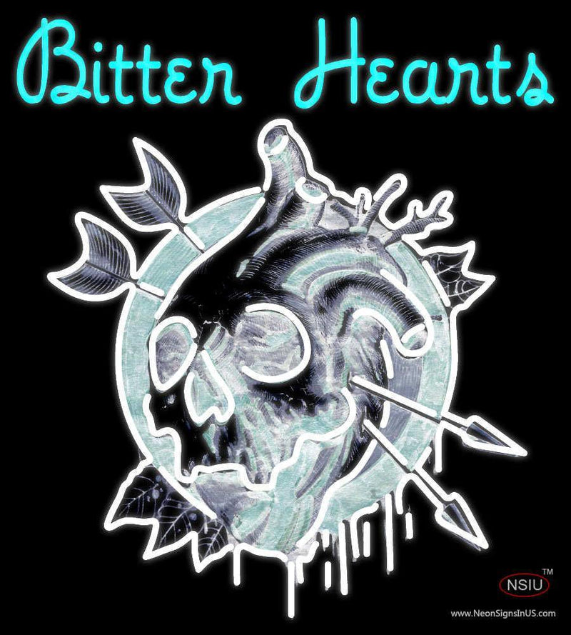Custom Bitter Hearts Skull Logo Neon Sign 