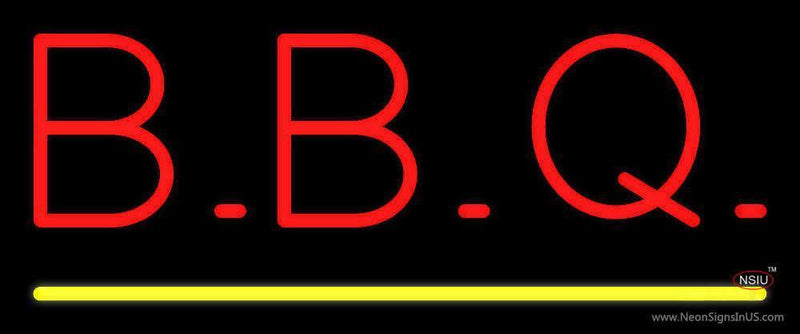Block BBQ with Yellow Line Neon Sign