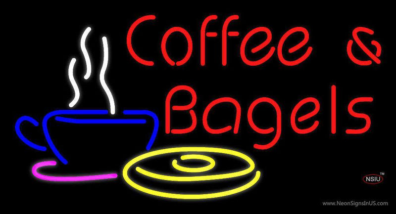 Red Coffee and Bagels Neon Sign