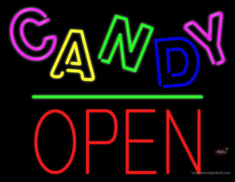 Candy Block Open Green Line Neon Sign
