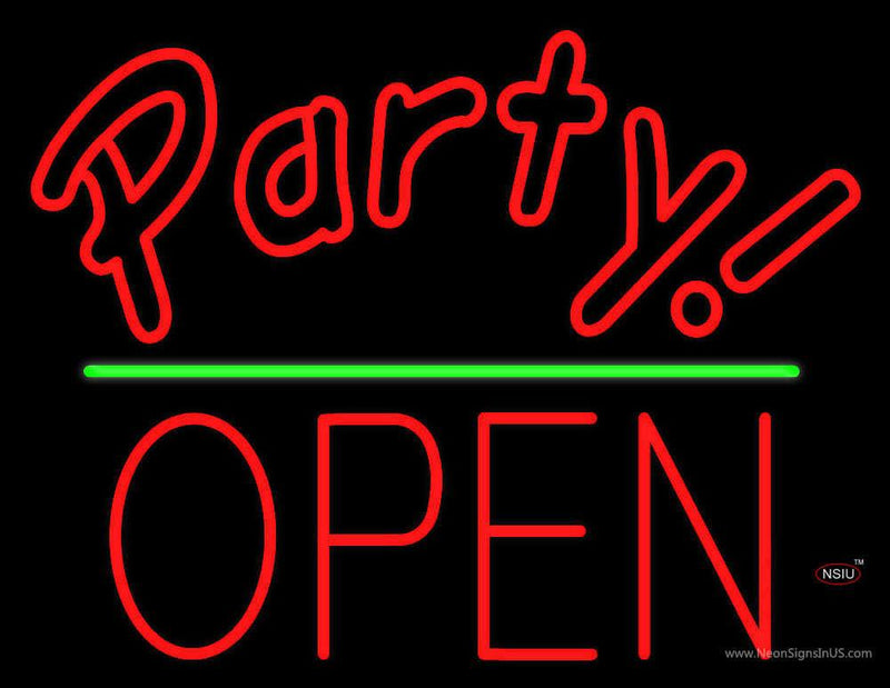 Party Green Line Open Block Neon Sign