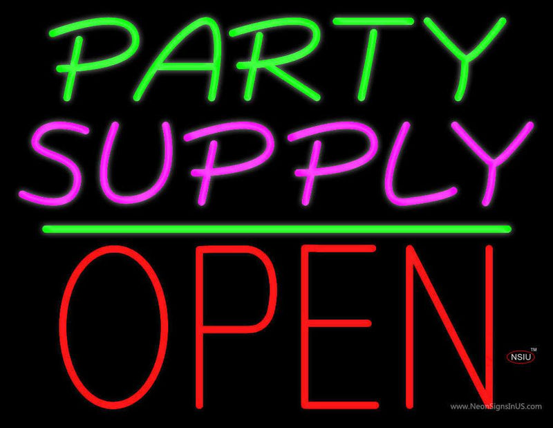 Party Supply Open Block Green Line Neon Sign