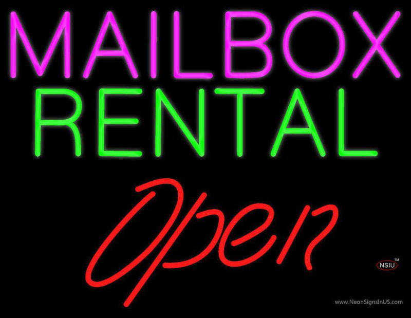 Mailbox Rental Block Open Neon Sign