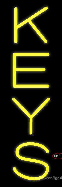 Vertical Yellow Keys Handmade Art Neon Sign