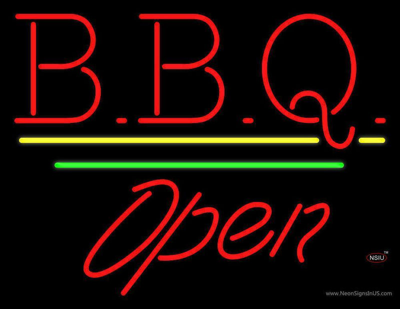 BBQ Open White Line Neon Sign