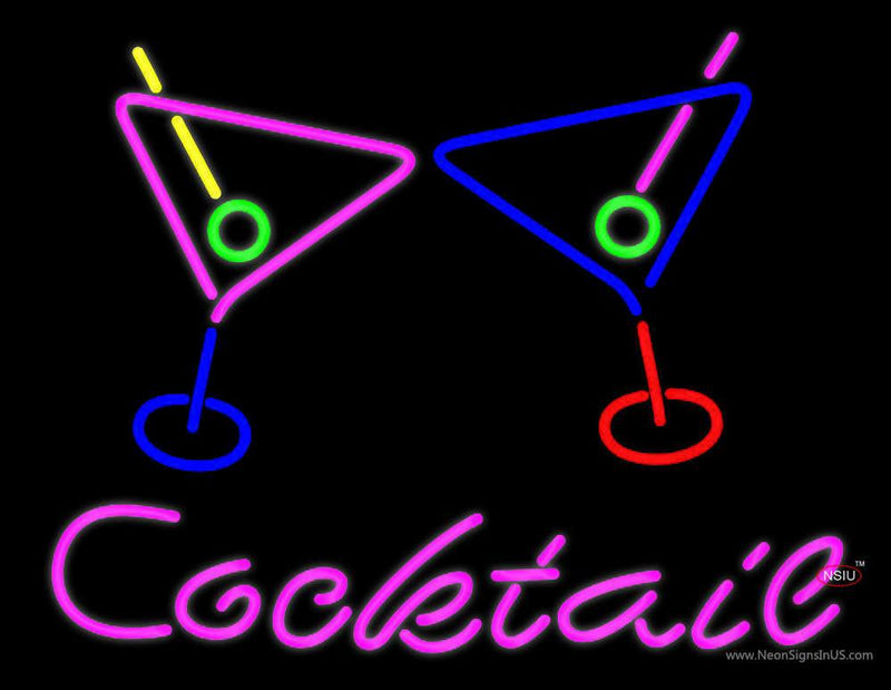 Cocktail With Two Wine Glasses Neon Sign