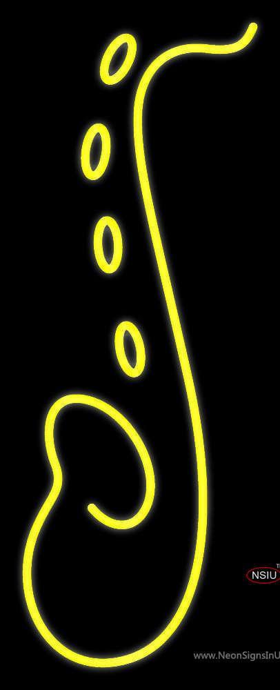 Yellow Saxophone Logo  Neon Sign
