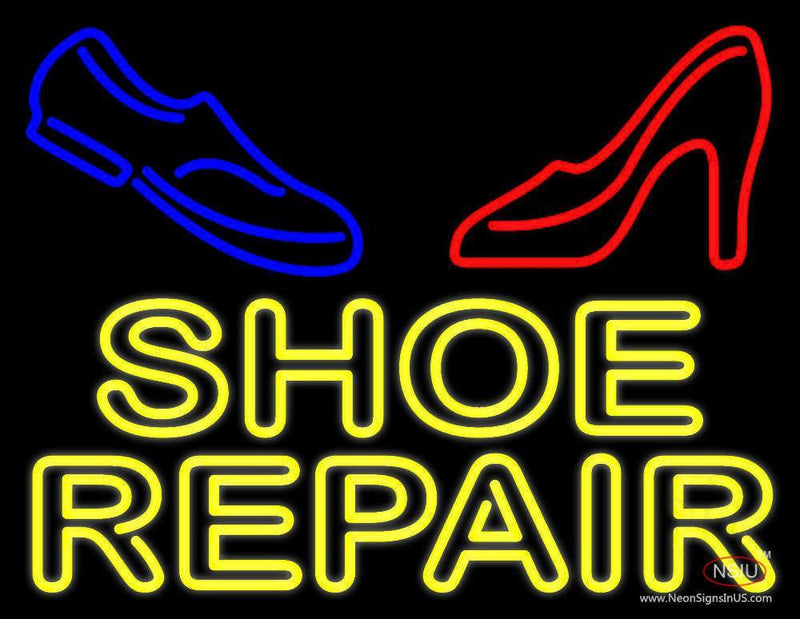 Yellow Shoe Repair With Sandal Shoe Neon Sign