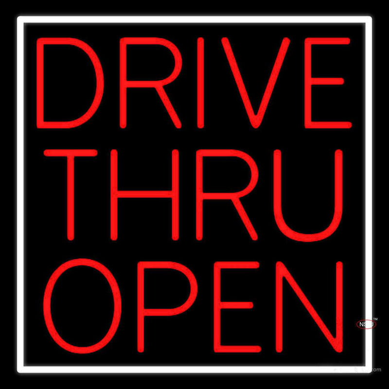 Red Drive Thru Open Neon Sign