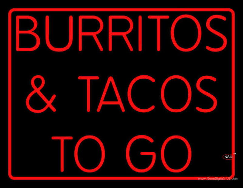 Red Burritos And Tacos To Go Neon Sign