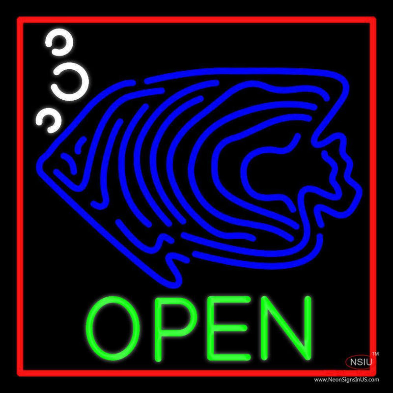 Blue Fish Open Block Neon Sign