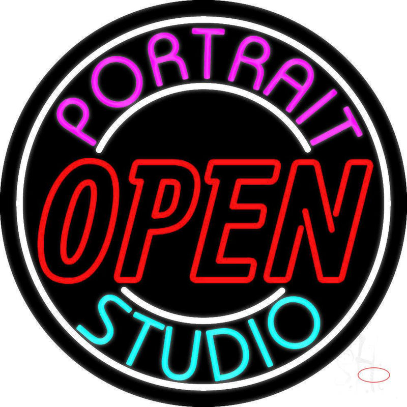 Portrait Studio Red Open Neon Sign