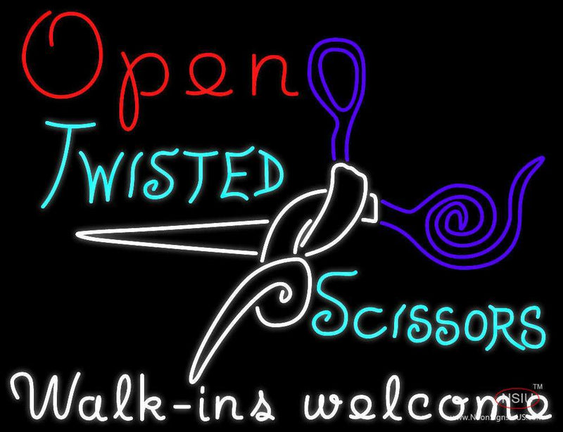 Custom Open Twisted Scissors Neon Sign 