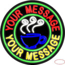 Custom Coffee Cup Logo Circle Real Neon Glass Tube Neon Sign