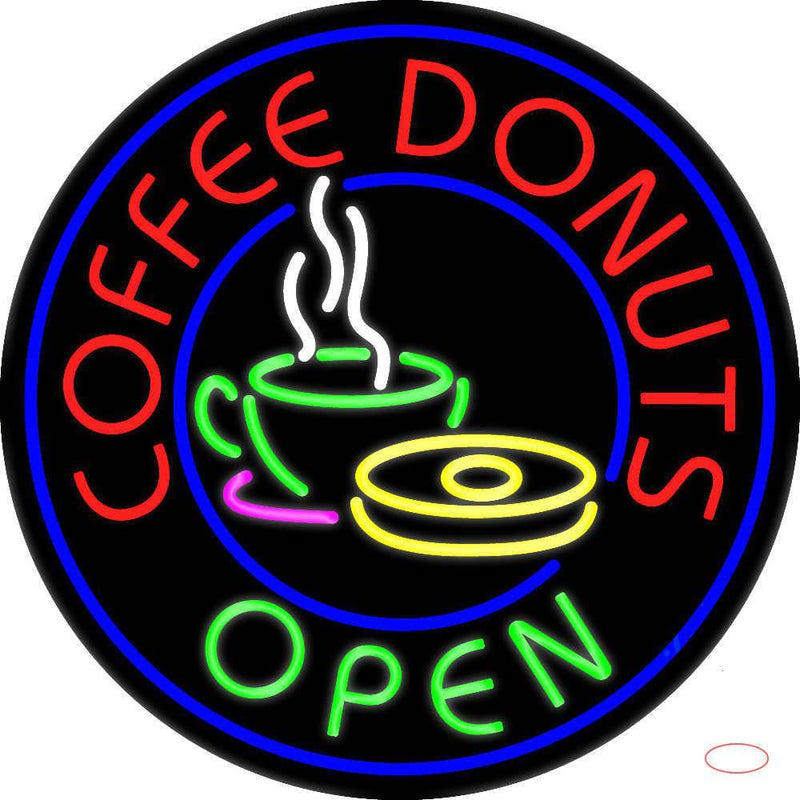 Round Red Coffee Donuts Open Real Neon Glass Tube Neon Sign