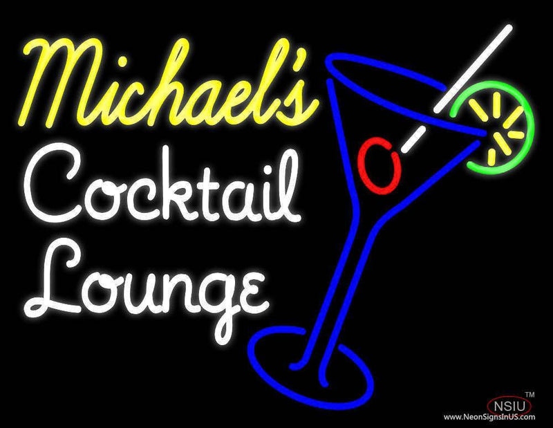 Cocktail Lounge With Martini Glass Real Neon Glass Tube Neon Sign