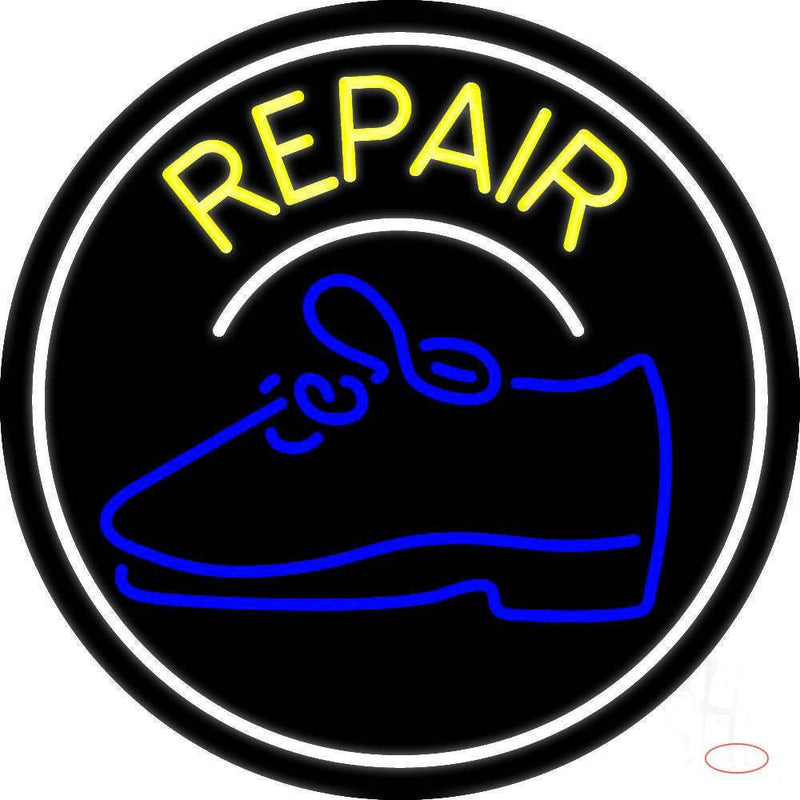 Yellow Repair Shoe With Border Real Neon Glass Tube Neon Sign