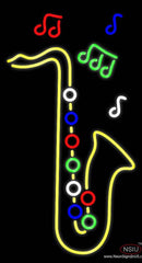 Yellow Saxophone  Real Neon Glass Tube Neon Sign