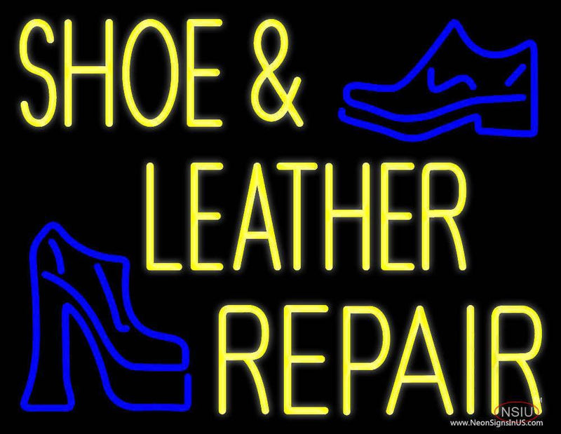 Yellow Shoe and Leather Repair Real Neon Glass Tube Neon Sign