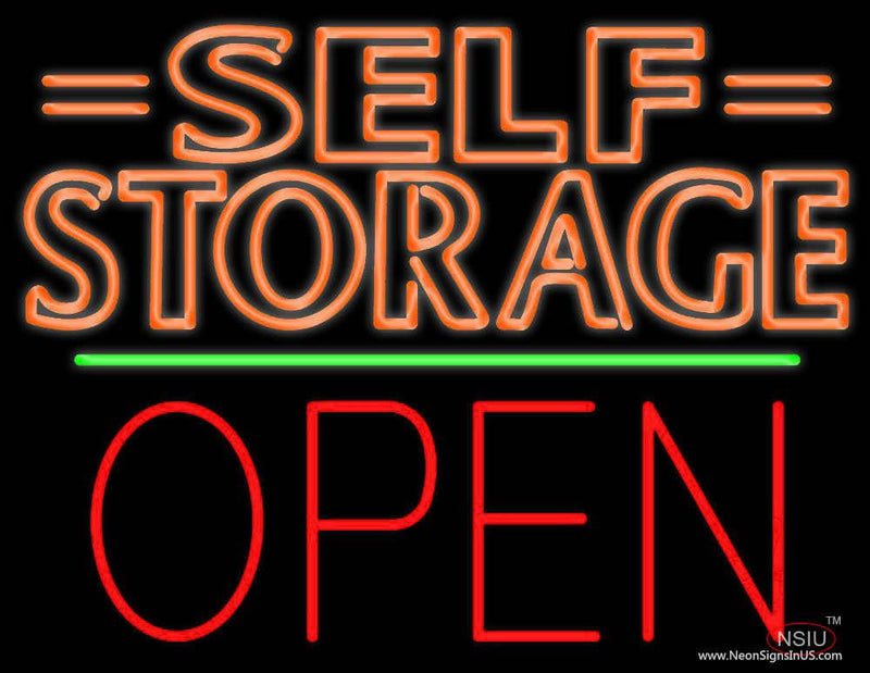 Orange Self Storage Block With Open  Real Neon Glass Tube Neon Sign