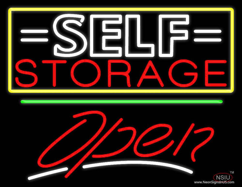 White Self Storage Block With Open  Real Neon Glass Tube Neon Sign