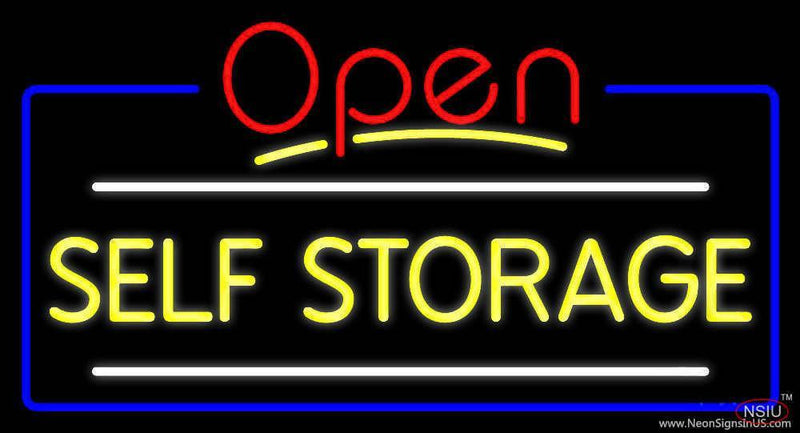 Yellow Self Storage Block With Open  Real Neon Glass Tube Neon Sign