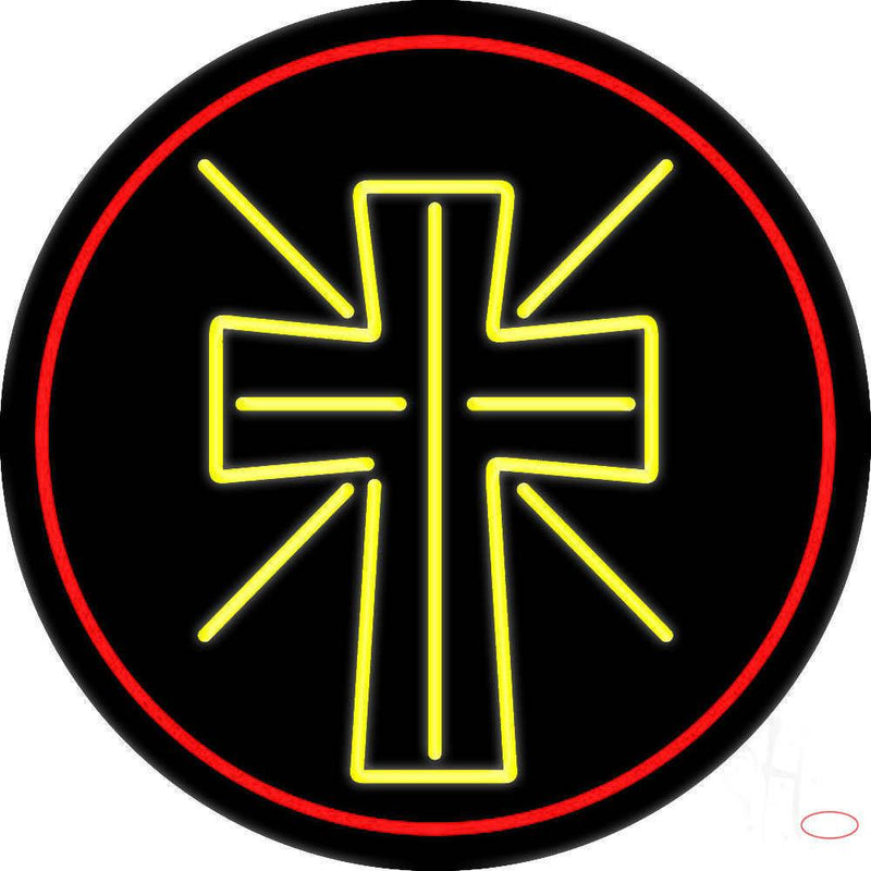 Christian Cross With Border Real Neon Glass Tube Neon Sign