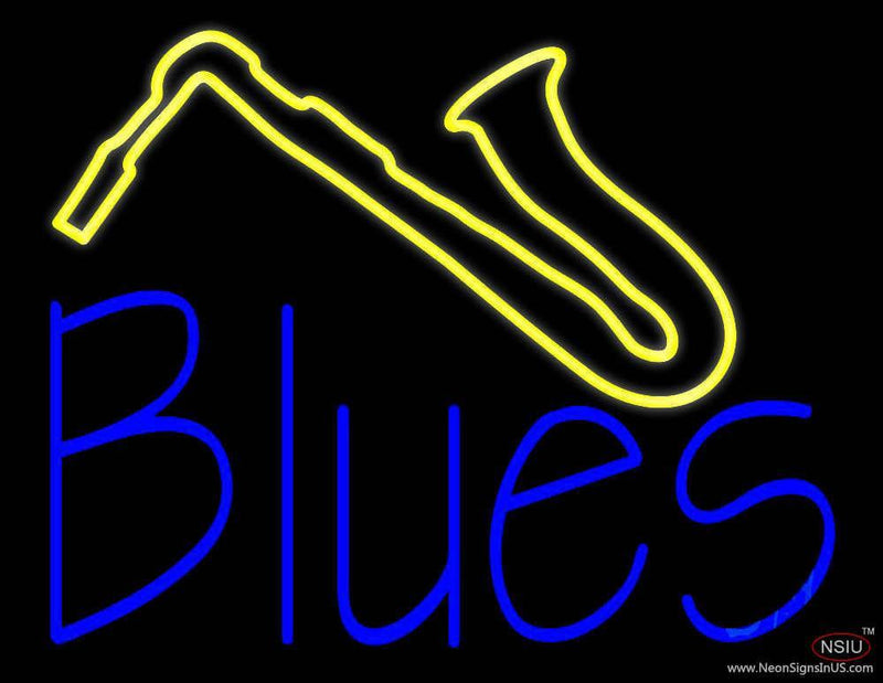 Blue Blues Yellow Saxophone Real Neon Glass Tube Neon Sign