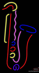 Saxophone Yellow Logo Real Neon Glass Tube Neon Sign