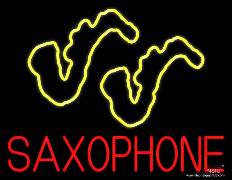 Yellow Saxophones Real Neon Glass Tube Neon Sign